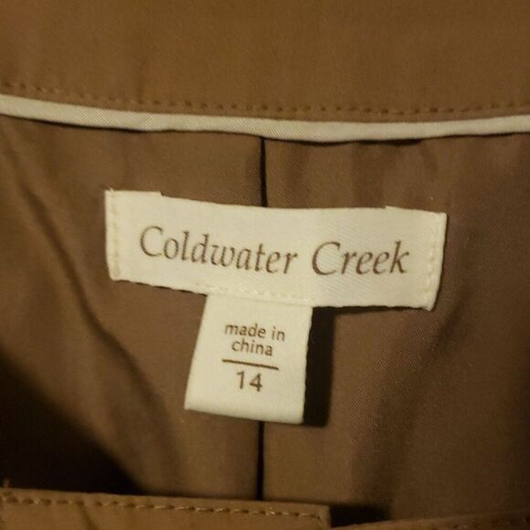 Coldwater Creek Beaded Safari Jacket Size 14 Light Open Front Tan Cotton NWT - Picture 3 of 12